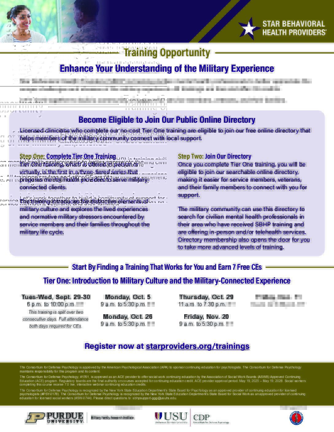 Tier One Trainings Flyer