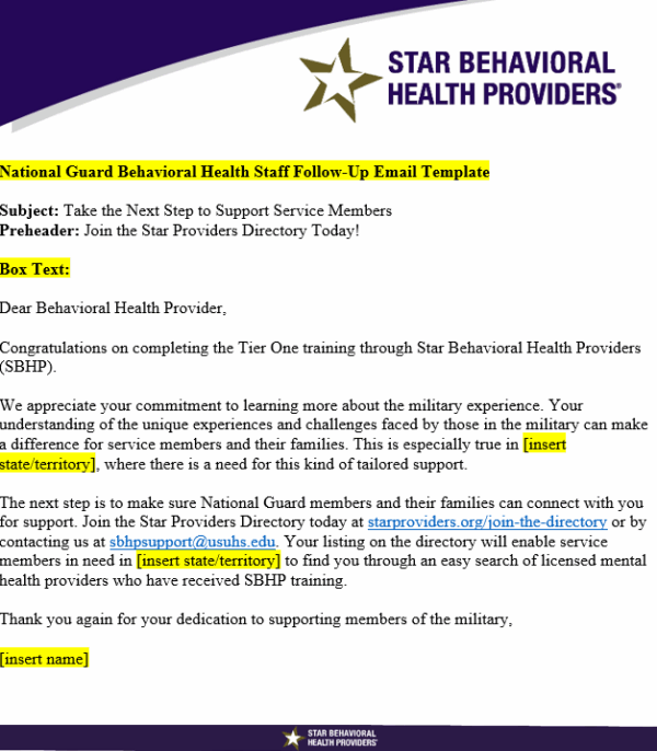 Preview of Tier One Completers Email Template for NG BH Staff August 2025
